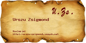 Urszu Zsigmond névjegykártya
